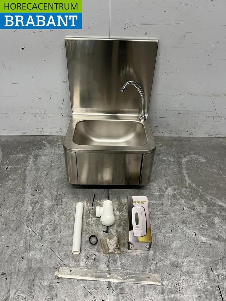 RVS Saro Wasbak met knie bedieining met zeepdispenser Horeca, Zakelijke goederen, Horeca | Meubilair en Inrichting, Ophalen of Verzenden