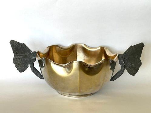 Art Nouveau kommetje met Vlinders - Bol - metaal / messing, Antiek en Kunst, Kunst | Designobjecten