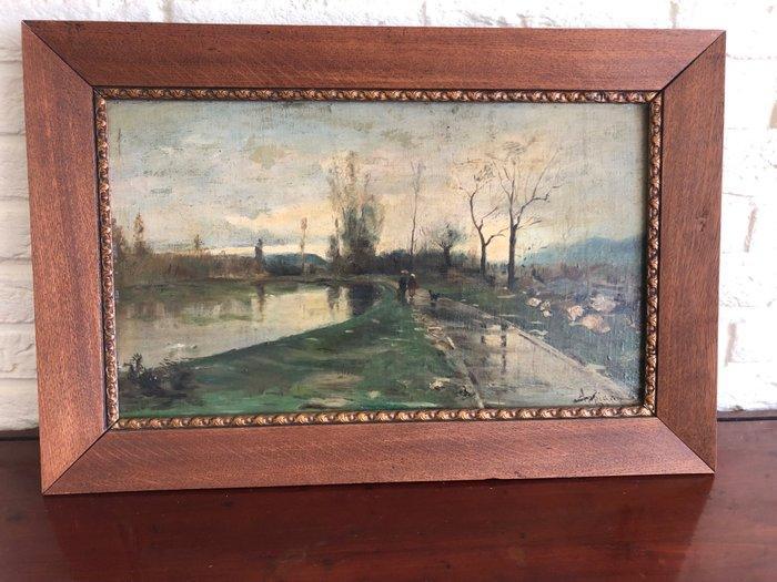 Adolphe Appian (XX) - Wandelaars met hond, Antiek en Kunst, Kunst | Schilderijen | Klassiek