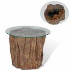 vidaXL Salontafel 50x40 cm teakhout en glas, Verzenden, Nieuw