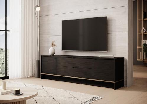 Meubella TV-Meubel zwart eiken 183 cm | TV kast, Huis en Inrichting, Kasten |Televisiemeubels, 25 tot 50 cm, Nieuw, 150 tot 200 cm