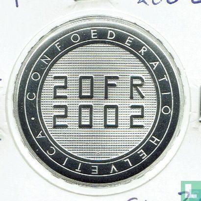 Zwitserland 20 franc 2002 (PROOF) Expo 2002, Postzegels en Munten, Munten | Europa | Niet-Euromunten, Losse munt, Goud, Zilver