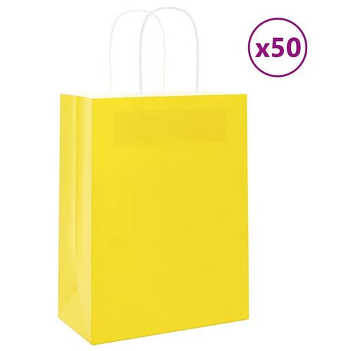 vidaXL Papieren zakken 50 st met hengsels 21x11x28 cm geel, Diversen, Cadeauverpakkingen, Nieuw, Verzenden