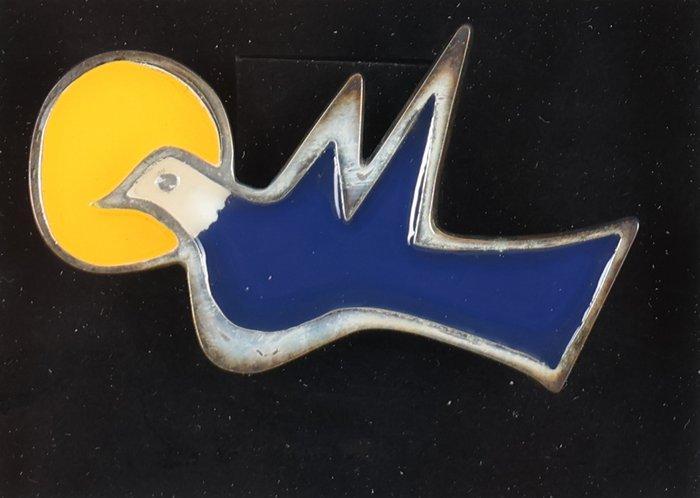 Corneille (1922-2010) - Vogel ( Zeefdruk met broche ), Antiek en Kunst, Kunst | Designobjecten