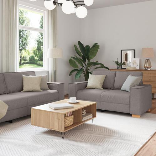 vidaXL 3-delige Sofaset met Kussens in Taupe Stof, Huis en Inrichting, Zetels | Zetels, Nieuw, Verzenden