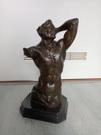 Nick - Beeld, Bronzen torso - 38 cm - Brons, Marmer