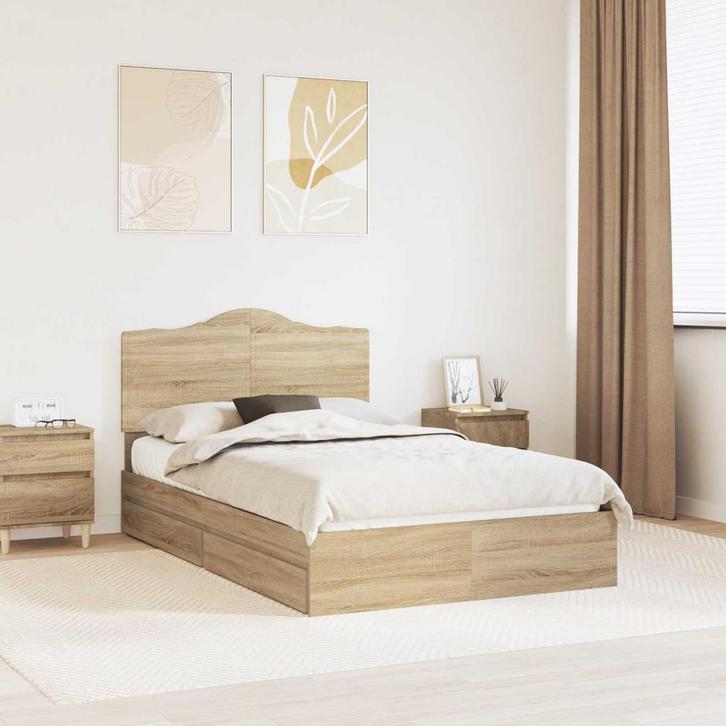 vidaXL Opbergbed met hoofdeinde Sonoma Eik 135 x 190 cm, Maison & Meubles, Chambre à coucher | Lits, Envoi