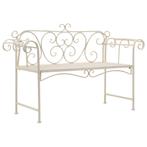 vidaXL Banc de jardin 132 cm Métal Antique Blanc, Tuin en Terras, Verzenden