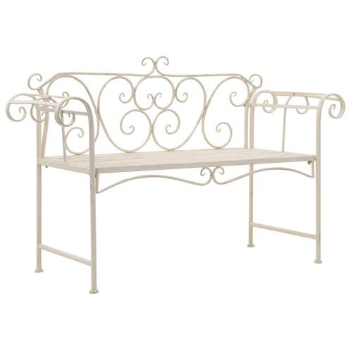 vidaXL Banc de jardin 132 cm Métal Antique Blanc, Jardin & Terrasse, Ensembles de jardin, Neuf, Envoi