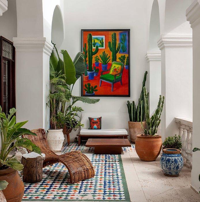 E. García - ENTRE CACTUS XL (NO RESERVE), Antiek en Kunst, Kunst | Schilderijen | Modern