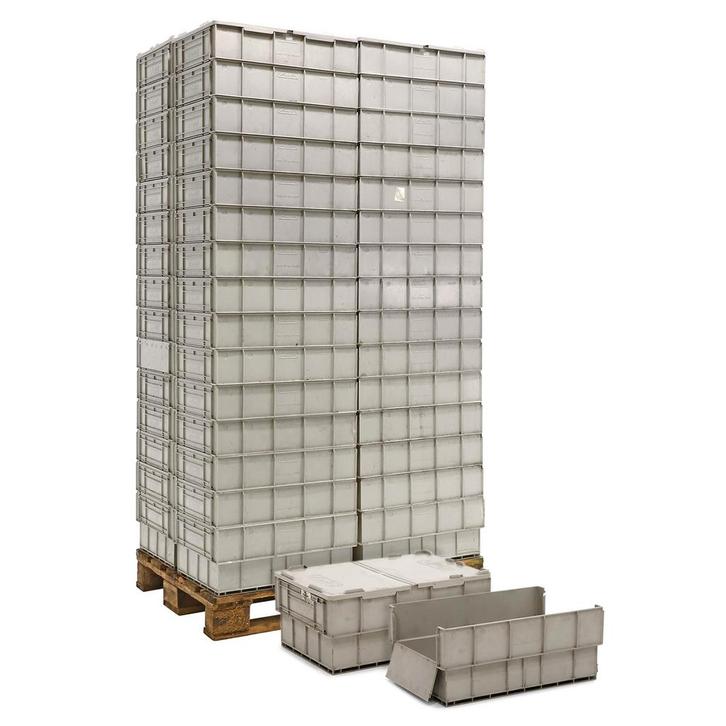 Gebruikte Euronorm stapelbakken met 2 delig deksel, Doe-het-zelf en Bouw, Kratten en Dozen, Gebruikt, Ophalen of Verzenden