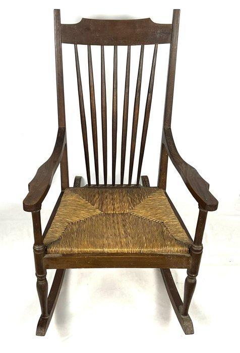 Schommelstoel - Hout - geweven schommelstoel, Antiek en Kunst, Curiosa en Brocante