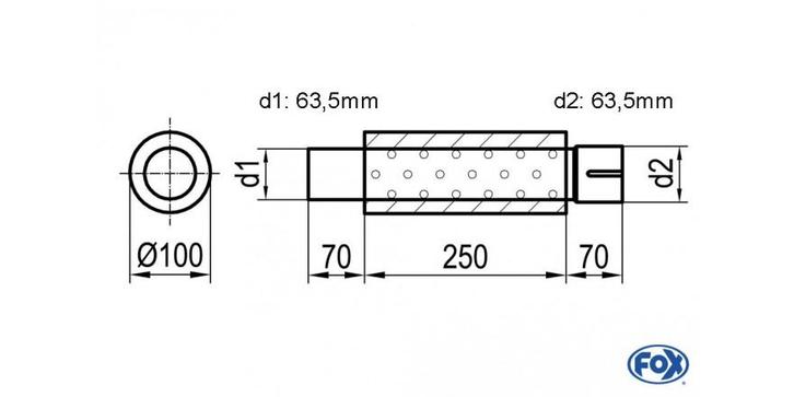 FOX Universele demper rond met aansluitstuk - verwerking 314, Autos : Pièces & Accessoires, Systèmes d'échappement, Envoi