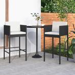 vidaXL Barkrukken 2 st met kussens poly rattan zwart, Tuin en Terras, Tuinstoelen, Verzenden, Nieuw