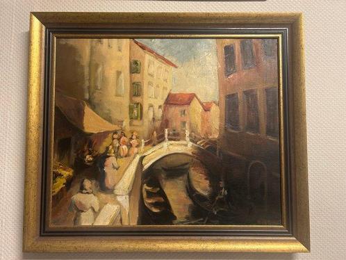 Henri Rowet (XX) - Geanimeerde scene te Venetië, Antiek en Kunst, Kunst | Schilderijen | Klassiek