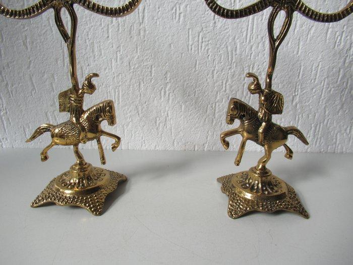 Kandelaar 2 Messing 3 lichts kandelaars (2) - Messing, Antiek en Kunst, Curiosa en Brocante
