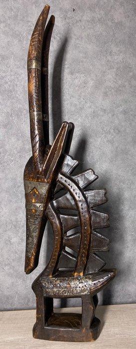 Beeld, Tête dantilope - 72.3 cm - Hout, Metaal, Antiek en Kunst, Curiosa en Brocante