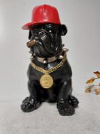 Statue, Trump red cap bulldog with gold dollar chain - 36 cm