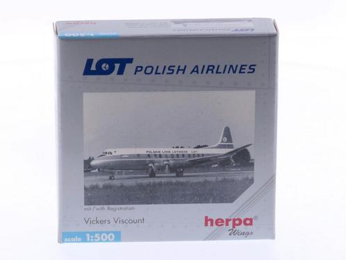 Schaal 1:500 Herpa 512008 LOT Polish Airlines Vickers Vis..., Hobby en Vrije tijd, Modelbouw | Vliegtuigen en Helikopters, Zo goed als nieuw