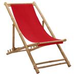 vidaXL Chaise de terrasse bambou et toile rouge, Jardin & Terrasse, Neuf, Verzenden