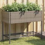 vidaXL Plantenbakken met schap 2 st 90x40x75 poly rattan, Tuin en Terras, Verzenden, Nieuw