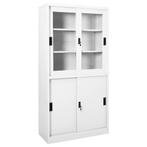 vidaXL Kantoorkast met schuifdeuren 90x40x180 cm staal wit, Verzenden, Nieuw