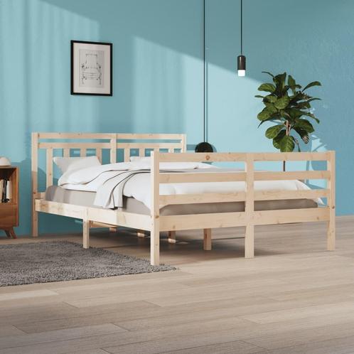 vidaXL Cadre de lit Bois massif 160x200 cm, Maison & Meubles, Chambre à coucher | Lits, Neuf, Envoi