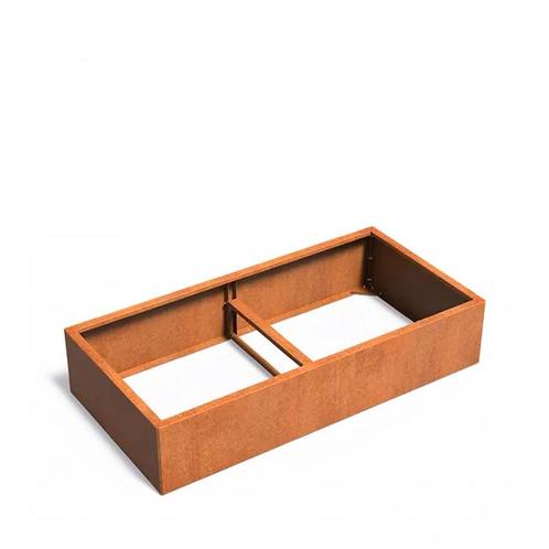 Cortenstaal plantenbak ‘Connect’ 200x100x40cm - Met bodem, Tuin en Terras, Bloembakken en Plantenbakken, 30 tot 60 cm, 100 cm of meer