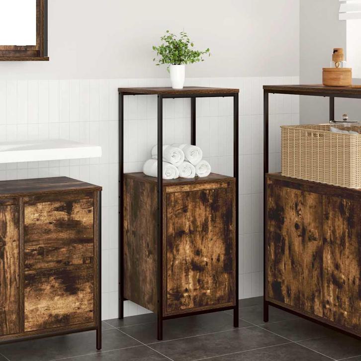 vidaXL Badkamerkast met planken 36x35x95 cm gerookt eiken, Huis en Inrichting, Tafels | Kaptafels, Nieuw, Verzenden