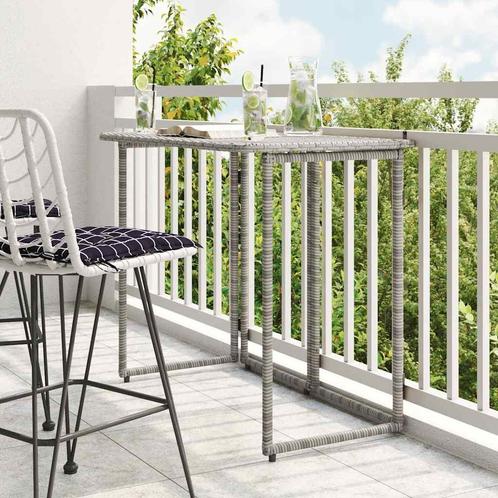 vidaXL Tuintafel inklapbaar 90x51x75 cm poly rattan grijs, Tuin en Terras, Tuintafels, Nieuw, Verzenden