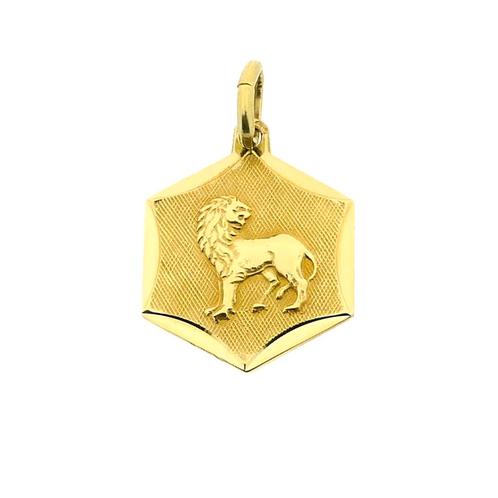 Gouden sterrenbeeld hanger; Leeuw (astrologie, 585), Handtassen en Accessoires, Bedels, Gebruikt, Overige merken, Goud, Ophalen of Verzenden