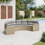 vidaXL Canapé de jardin avec coussins demi-rond beige, Tuin en Terras, Tuinsets en Loungesets, Verzenden