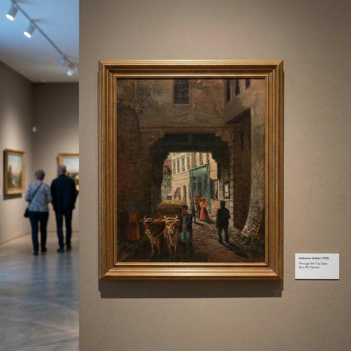 Europese school (XX) - Through the City Gate, Antiek en Kunst, Kunst | Schilderijen | Klassiek