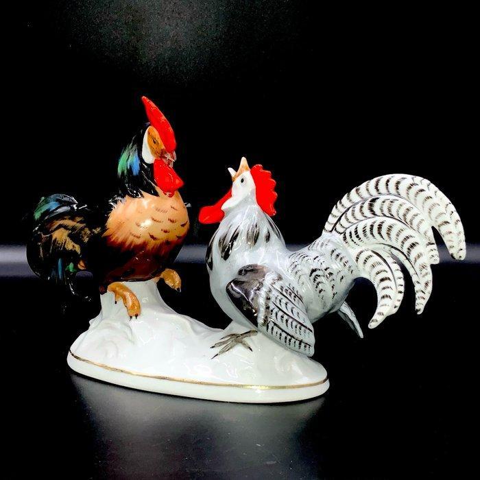 Polonne, Ukraine - Fighting Roosters (26 cm) - ca 1960 -, Antiek en Kunst, Antiek | Glaswerk en Kristal