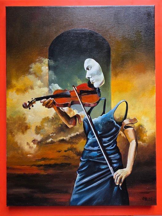 Alexander Nakonechnyi (XX-XXI) - Mask of a violinist, Antiek en Kunst, Kunst | Schilderijen | Klassiek
