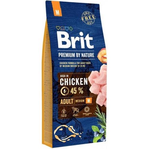 Brit premium by nature adult m 15kg - hondenvoer met kip (45, Dieren en Toebehoren, Honden-accessoires, Nieuw