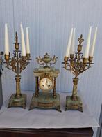 Klok en garnituur set - Onyx, Brons, Glas - 1850-1900, Antiek en Kunst