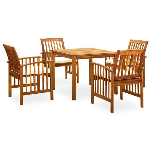 vidaXL 5-delige Tuinset met kussens massief acaciahout, Tuin en Terras, Tuinsets en Loungesets, Tuinset, Nieuw, Verzenden