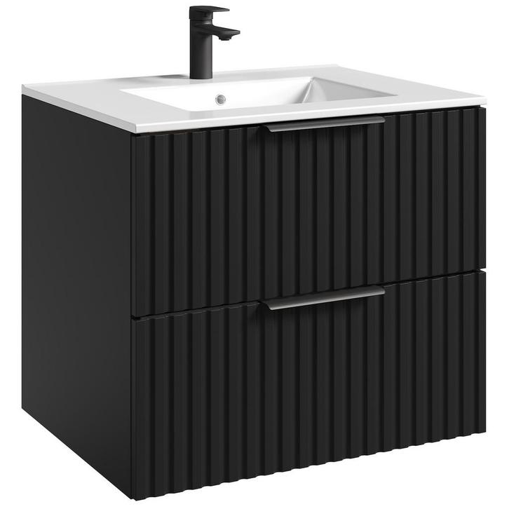 Badplaats Badkamermeubel Set Delta 60 cm - Zwart - Badmeubel, Huis en Inrichting, Badkamer | Badkamermeubels, Nieuw, Verzenden