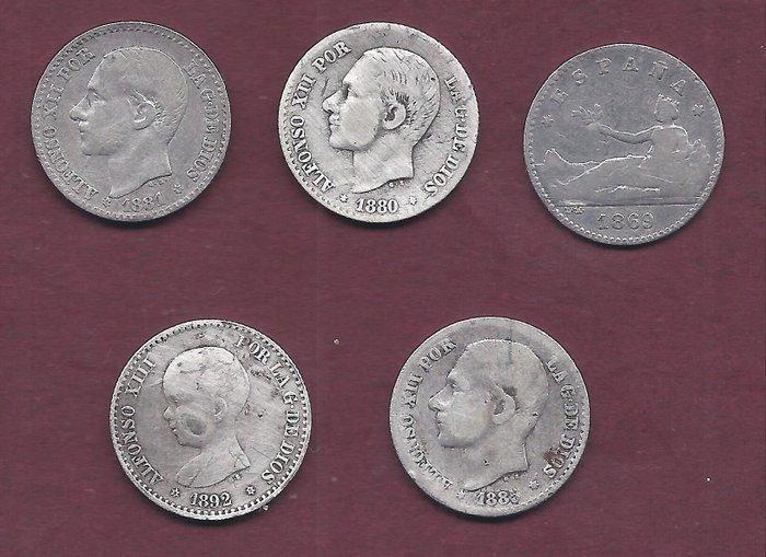 Espagne. Gobierno Provisional-Alfonso XIII. 50 Centimos+1-2, Timbres & Monnaies, Monnaies | Europe | Monnaies non-euro