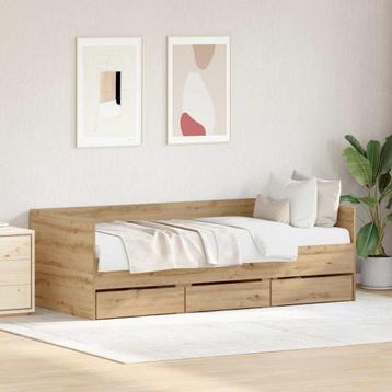 vidaXL Dagbed Frame met Laden artisanaal eikenkleurig 90 x, Verzenden