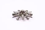 Broche - 18 karaat Geel goud, Zilver - Diamond star burst