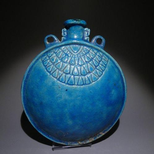 Oud-Egyptisch Faience Nieuwjaarsfles. 15,5 H. Ptolemeïsch -, Verzamelen, Mineralen en Fossielen