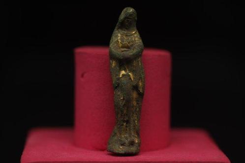 Middeleeuws Gotisch - Bronzen vergulde Madonna-beeldje, Antiek en Kunst, Antiek | Overige Antiek