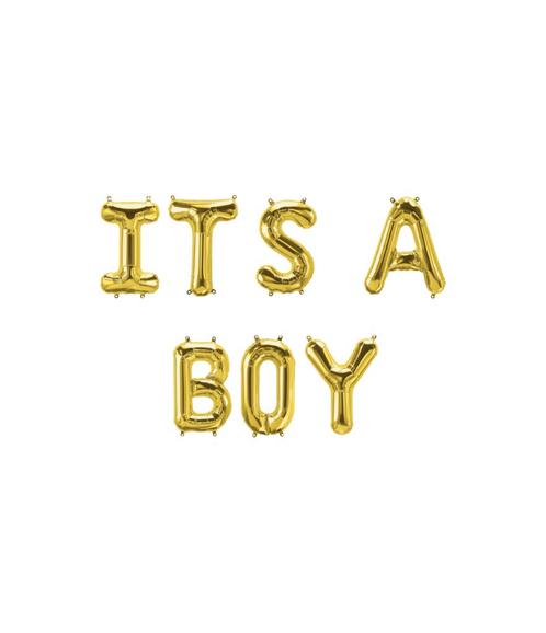 Gouden Ballonnen Set Its A Boy 1,9m, Hobby en Vrije tijd, Feestartikelen, Nieuw, Verzenden