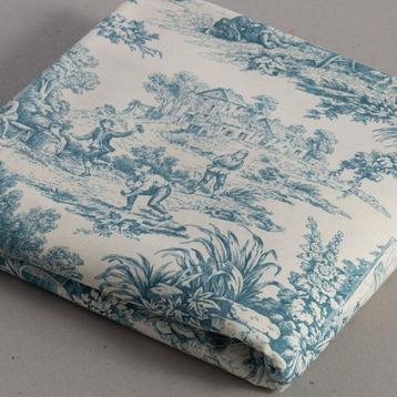 Prachtige turquoise Toile de Jouy - Meubelstof  - 250 cm -