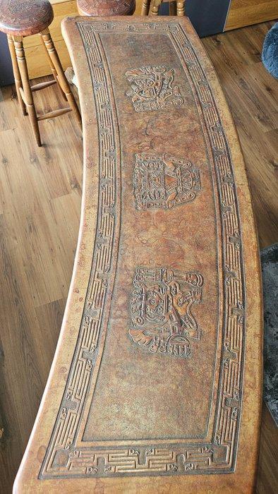 Bar - Bois, Cuir - Retro-Bar du Pérou avec trois tabourets, Antiek en Kunst, Curiosa en Brocante