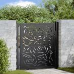vidaXL Poort met vlamontwerp 105x106 cm staal zwart, Tuin en Terras, Tuinpoorten, Verzenden, Nieuw