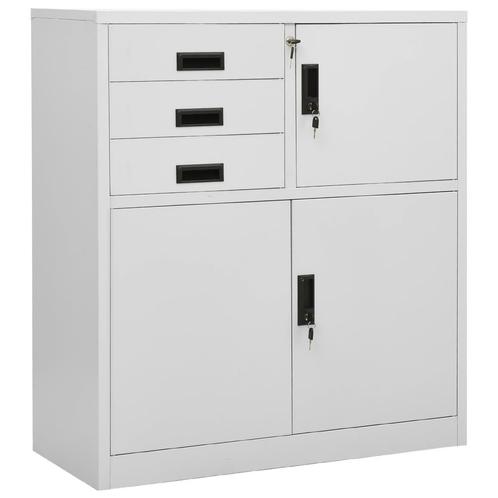 vidaXL Armoire de bureau Gris clair 90x40x102 cm Acier, Maison & Meubles, Armoires | Autre, Neuf, Envoi