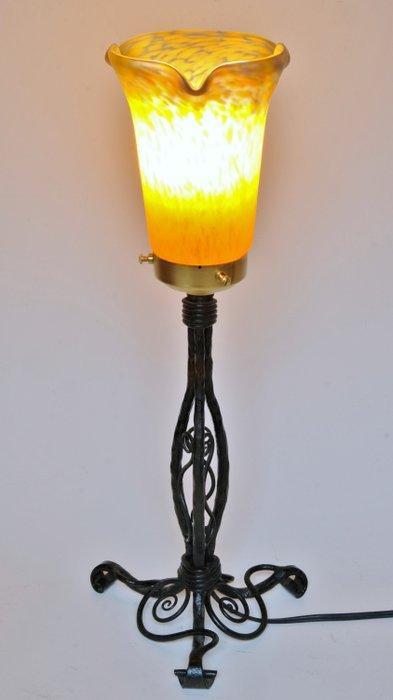 Tafellamp - Glas - smeedijzer - Art Deco, Antiek en Kunst, Kunst | Designobjecten